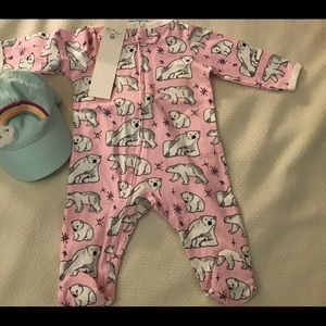 Bedhead Pink Polar Bear Onesie 6-12 Mos + Free Hat